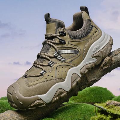 Chaussures Homme Haute Qualité Cuir de Vache Chaussure Décontractée Chaussure de Randonnée Antidérapante Extérieure Chaussure à Lacets Plateforme Semelle Épaisse Baskets Zapatos Hombre