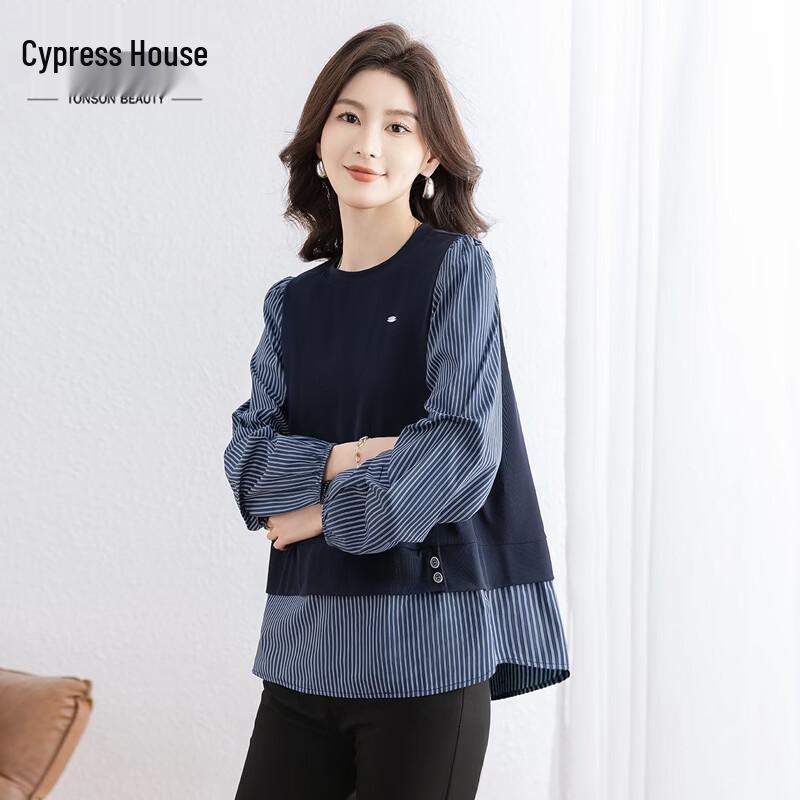 Women s Color-Block Striped Blouse M