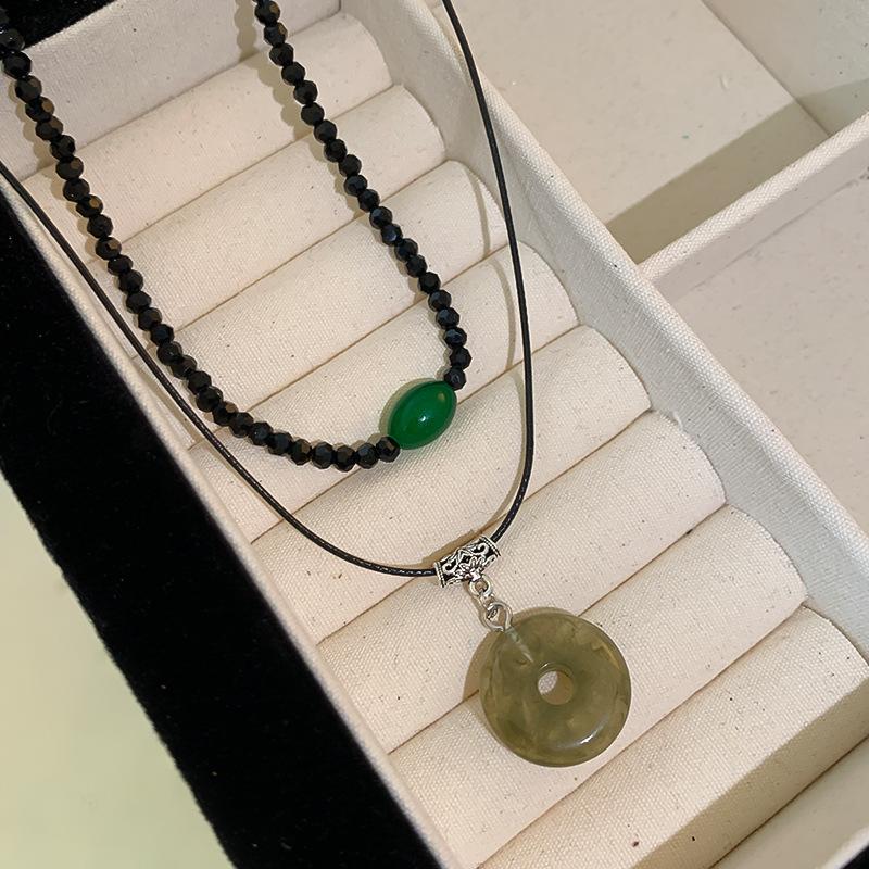 Retro Heart-shaped Bow Pendant Necklace for Women, New Chinese-style Zen-inspired Feather Peace Pendant