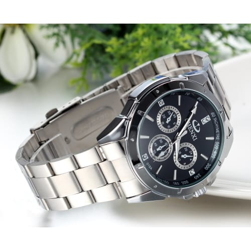 JewelryWe Men's Casual Business Quartz Watch with Stainless Steel Band, Analog Sport Quartz Movement, Alloy Movement, Perfect Valentine's Day Gift
