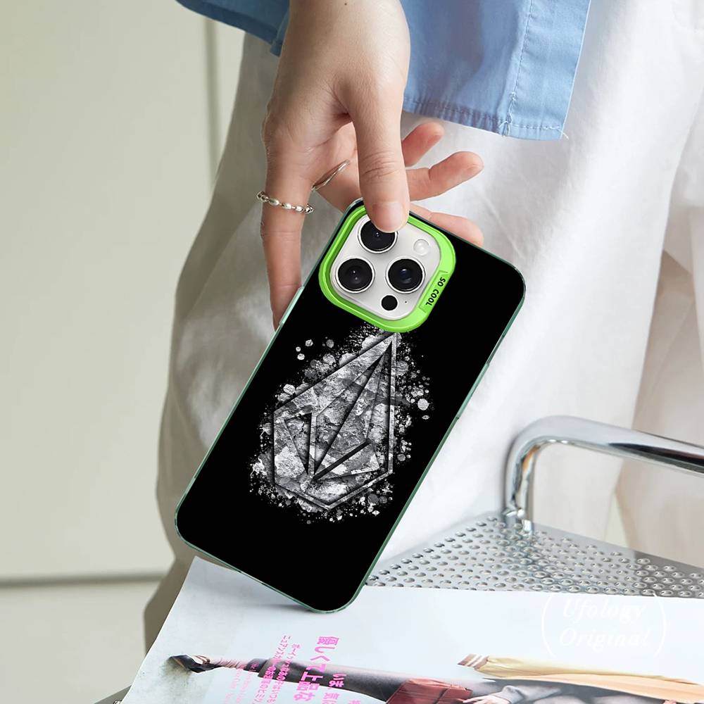 V-Volcom LOGO Fashion For Iphone 15 14 13 Plus 17 16 12 11 Pro Max Matte Colored Silver Luxury Phone Cover