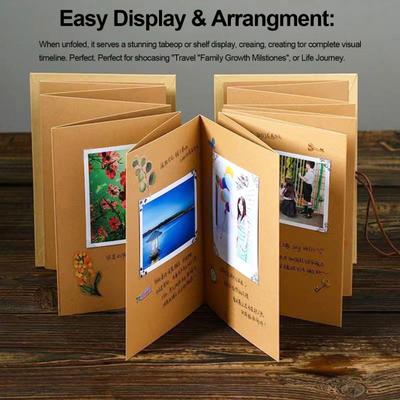 Trekkspill Scrapbook Album Strekkbart Brettbart Hardcover Fotoalbum DIY Håndlaget Par Minnebok Valentins