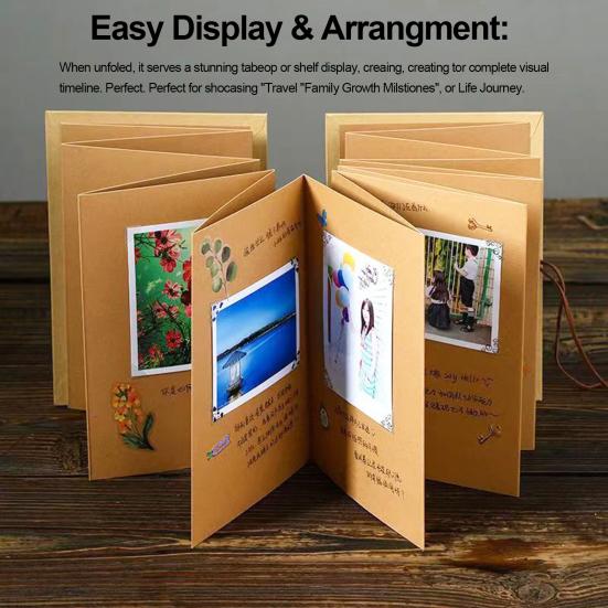 Accordion Scrapbook Album Stretchable Folding Hardcover Photo Album DIY Handmade Couples Memory Book Valentine's