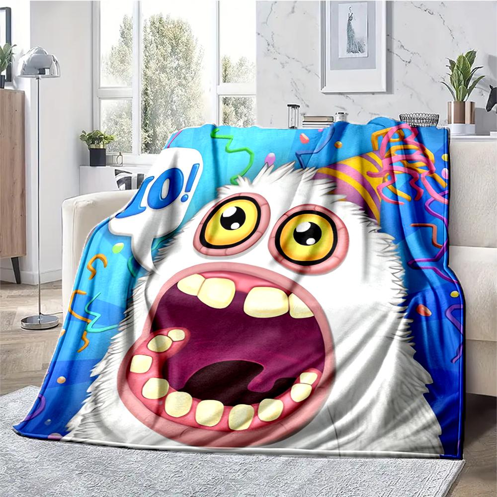 My Singing Monsters Spielplatz-Thema Bedruckte Decke - Perfekt für Sofa, Bett, Reisen & Außenbereich | Maschinenwaschbar, Gemütlich & Langlebig.