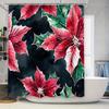 Luxury Flower Printed Shower Curtains Waterproof Bathroom Decor Customizable Size Options Modern Home Accessories Pink Poinsetti