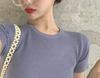 1116 summer new round neck slim bottom short-sleeved t-shirt women's top tight inside ice silk knitted sweater thin wholesale