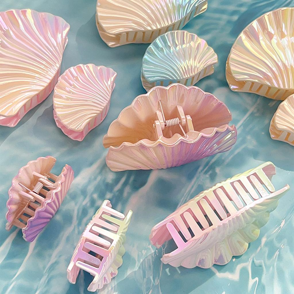 Hair Claw Clip Large Seashells Headgear Hair Claw Clamp Elegant Seashells Hair Holder Barrettes Strong Hold for Girls