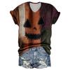 Women's Fashion Casual Three-quarter Sleeve Halloween Letters,  Face Print Top