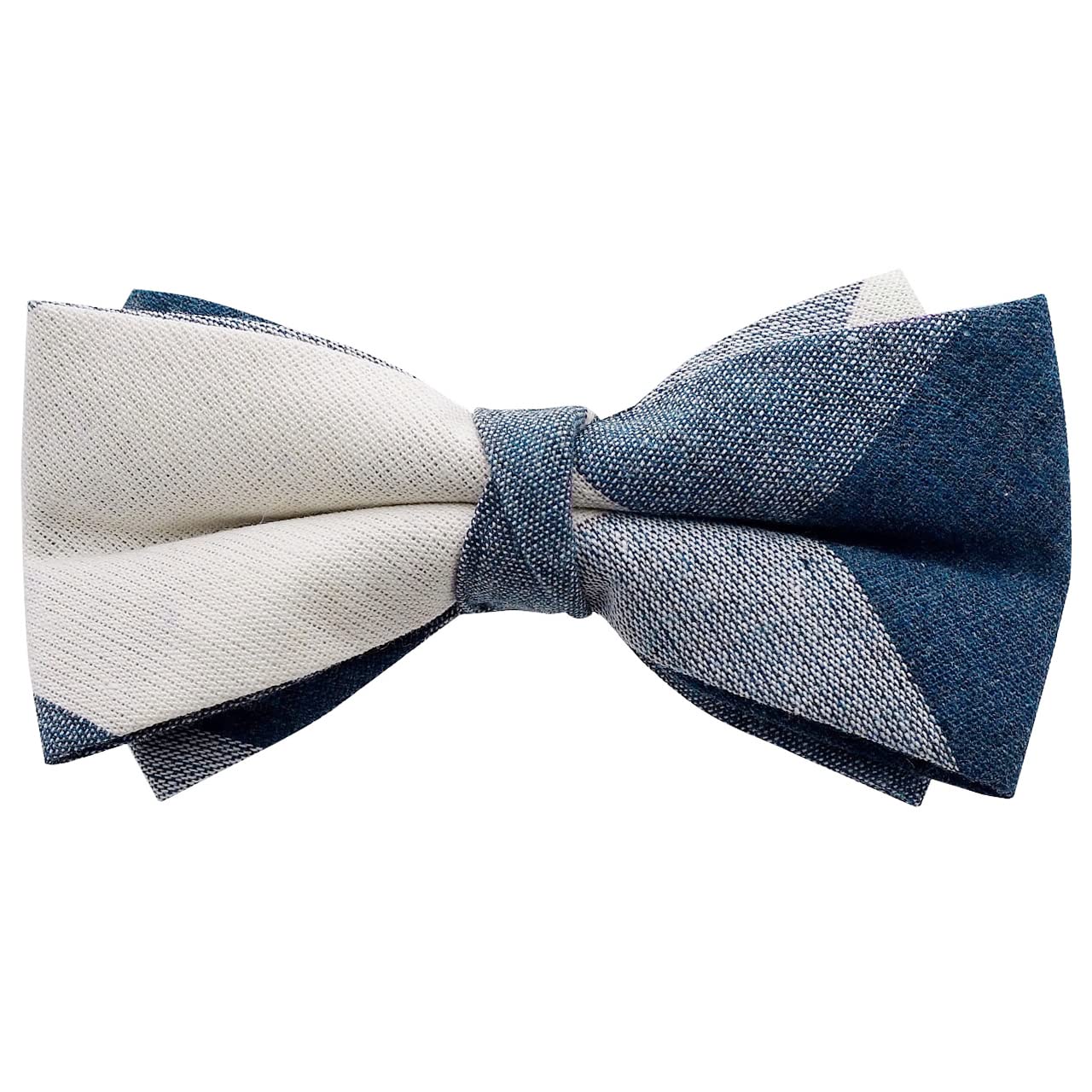 

[Bowties.jp] Blue and White Check Asymmetrical Bow Tie, Easy-to-Wear Type bd547