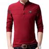 Men's Spring & Autumn Slim-Fit Long-Sleeve Stand Collar T-Shirt - Korean Style