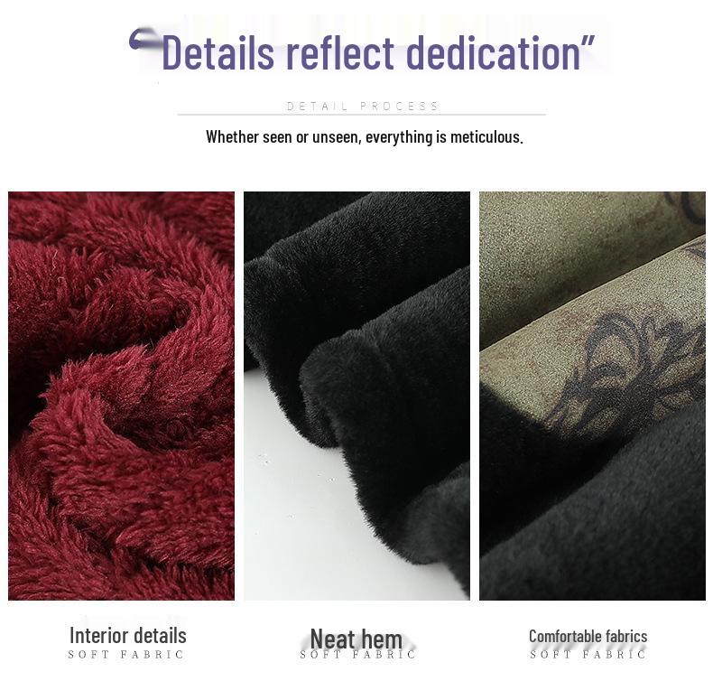 Printed Winter Plush-Lined Stand Collar Jacket for Middle-Aged & Elderly Women: Warm, Plus Size, Frog Button Cotton Coat