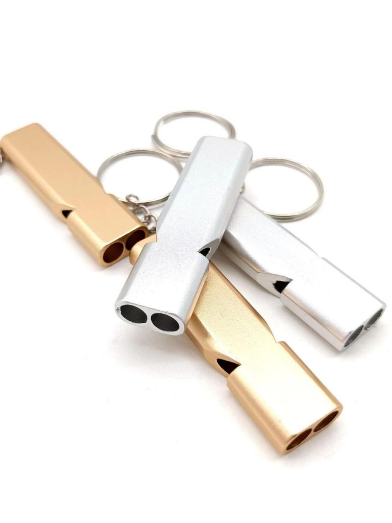 Aluminum Dual-Frequency Survival Whistle - Double Tube Outdoor Lifesaving EDC Tool