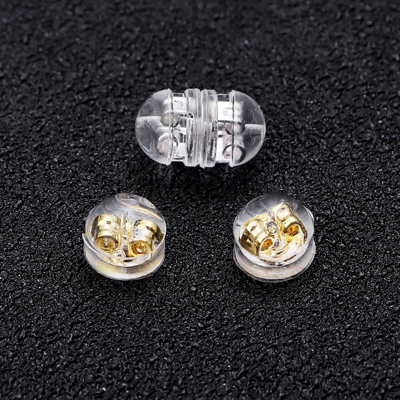 20pcs Copper Silicone Rubber Earring Back Stoppers Silicone Coated Hamburger Ear Plugs for Jewelry Making DIY Earring Accessorie