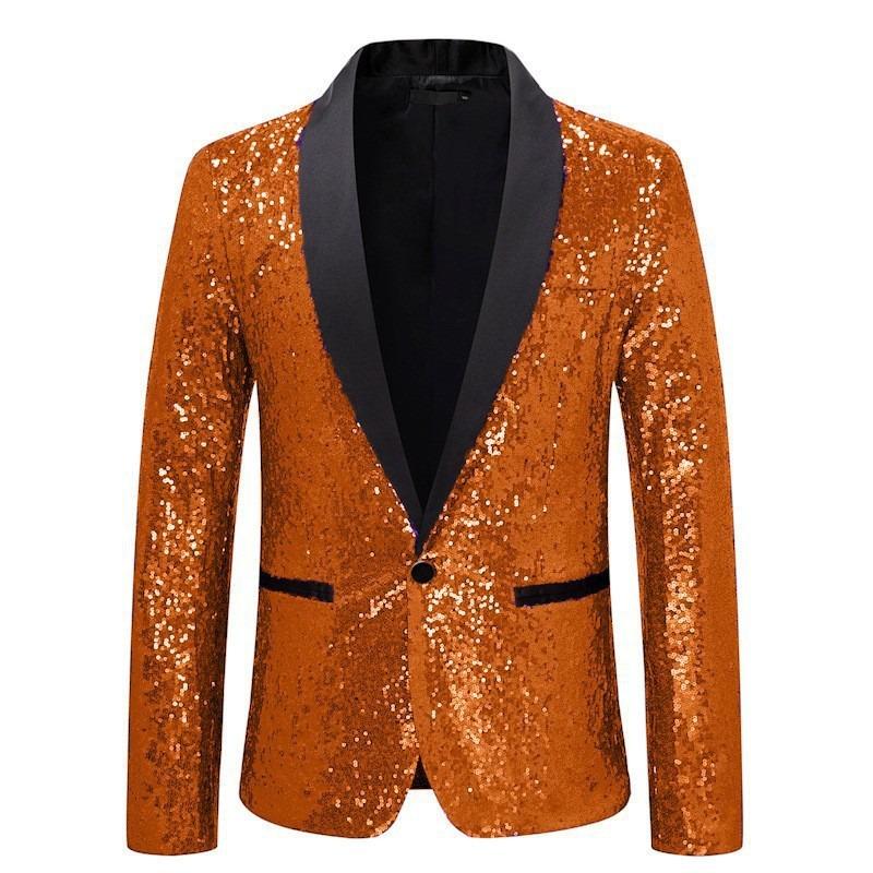Men Sequined Blazer Casual Long Sleeve Suit Jacket