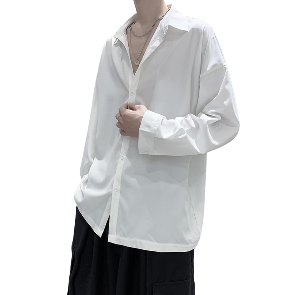 

VICALLED Long Sleeve Korean Polo Plus Street Drop Suitable for and Fall Men s Shirt, Oversized, Style, Neck, Sizes, Style, Shoulder, Spring, Summer,