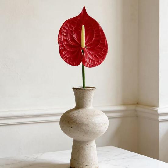26" Real Touch Anthuriums Plant Artificial Tropical Flower with Long Stem Faux Floral Arrangement for DIY Vase Table Centerpiece Home Office Wedding