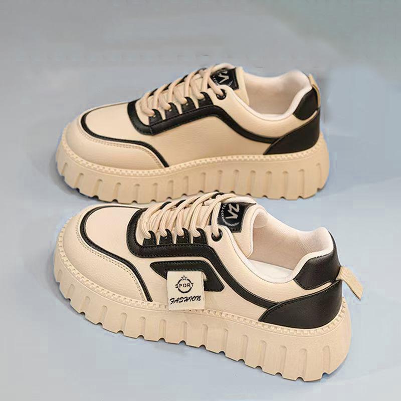 Thick baseplate shoes women's 2026 spring and autumn new versatile women's shoes soft sole lightweight height increase sports and leisure