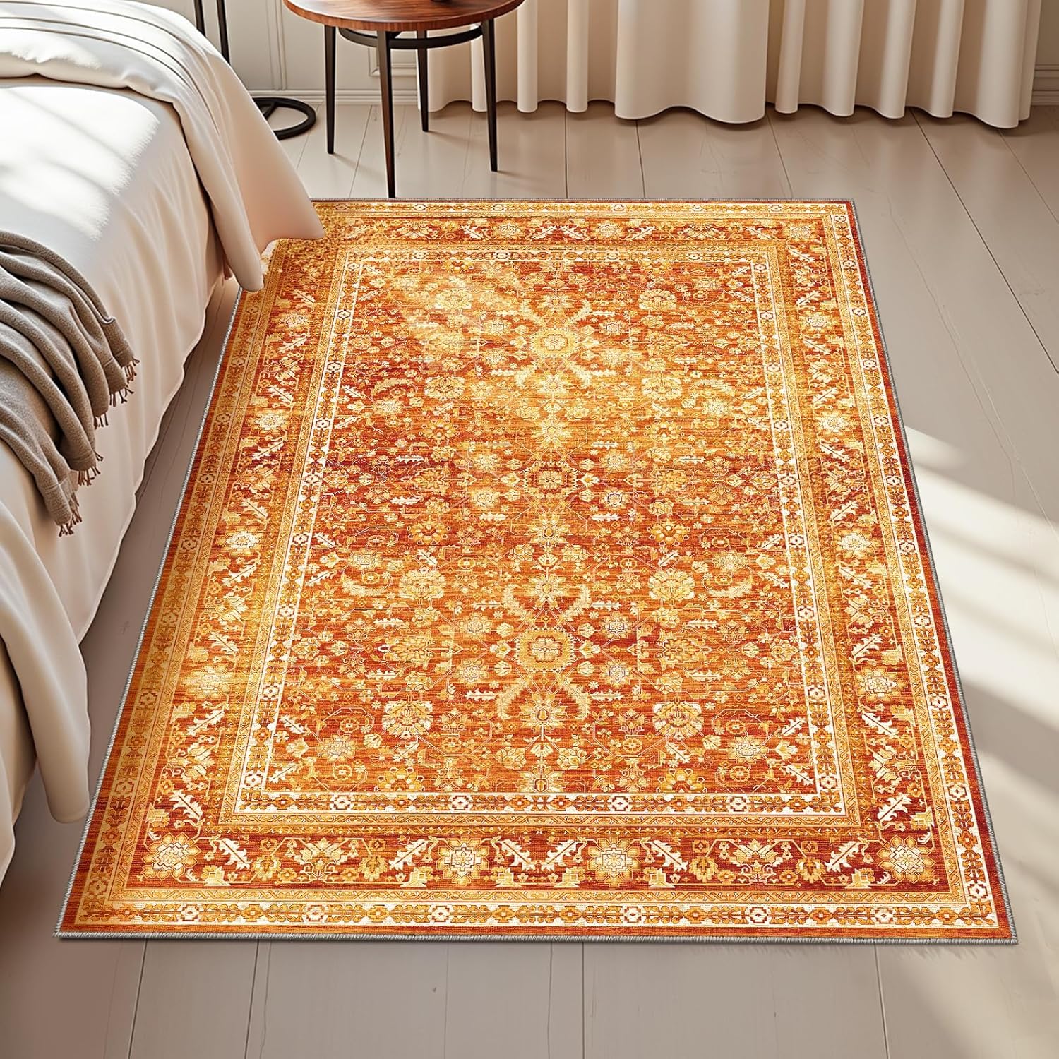 

Rectangular Retro Traditional Carpet Bedroom Living Room Carpet Pink White Soft Anti Slip Floor Mat Home Living Room Decoration 40X60cm