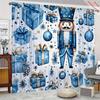2 Christmas Blue Gifts Nutcracker Digital Printed Window Screens Home Decor Style Decoration Living Room Window Screens