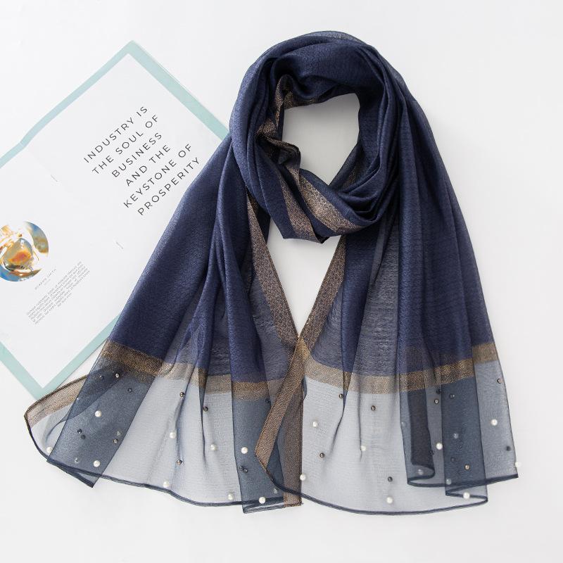 Luxury Pearl Long Scarf Shawl For Women Muslim Modal Hijab Thin Plain Scarf Big Size Headscarf Islamic Turban Headband 70*200Cm