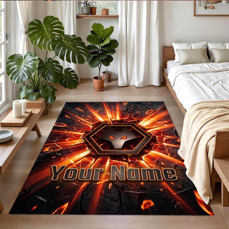 Crystal Velvet Rug Custom Name Text, Soft Non Slip Floor Mat Home DecorWolverhampton Wanderers Football