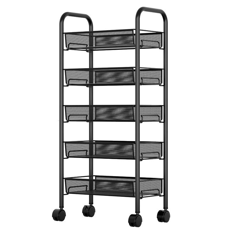 Multi-layer Movable Kitchen and Bathroom Storage Trolley and Vegetable Basket