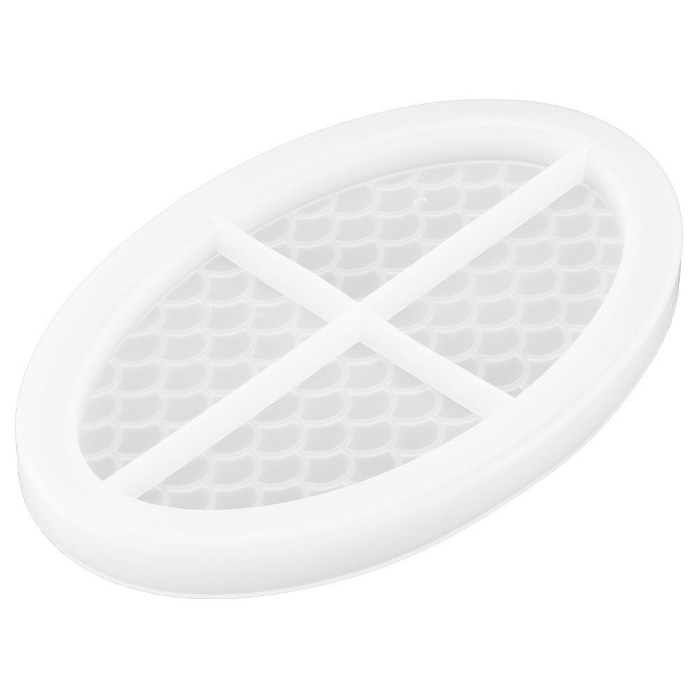 Fish Scale Design Epoxy Resin Casting Mold Easily Demold Repeated Use Silicone Tray Mold White Soft Silicone Fruit Tray Mold
