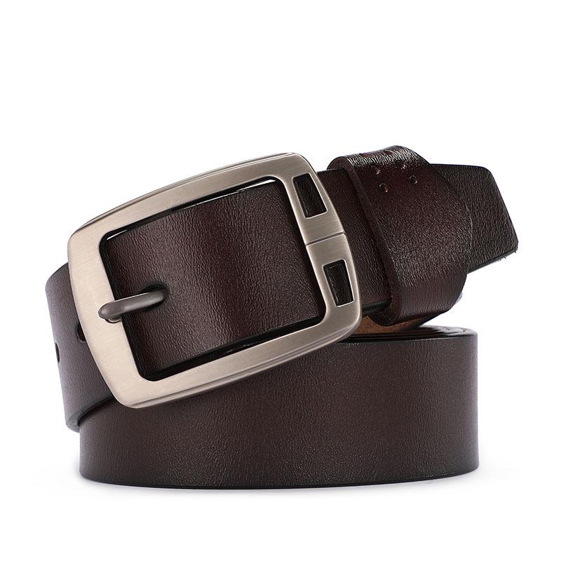 Men's Genuine Leather Casual Belt with Pin Buckle - Full Cowhide Waistband