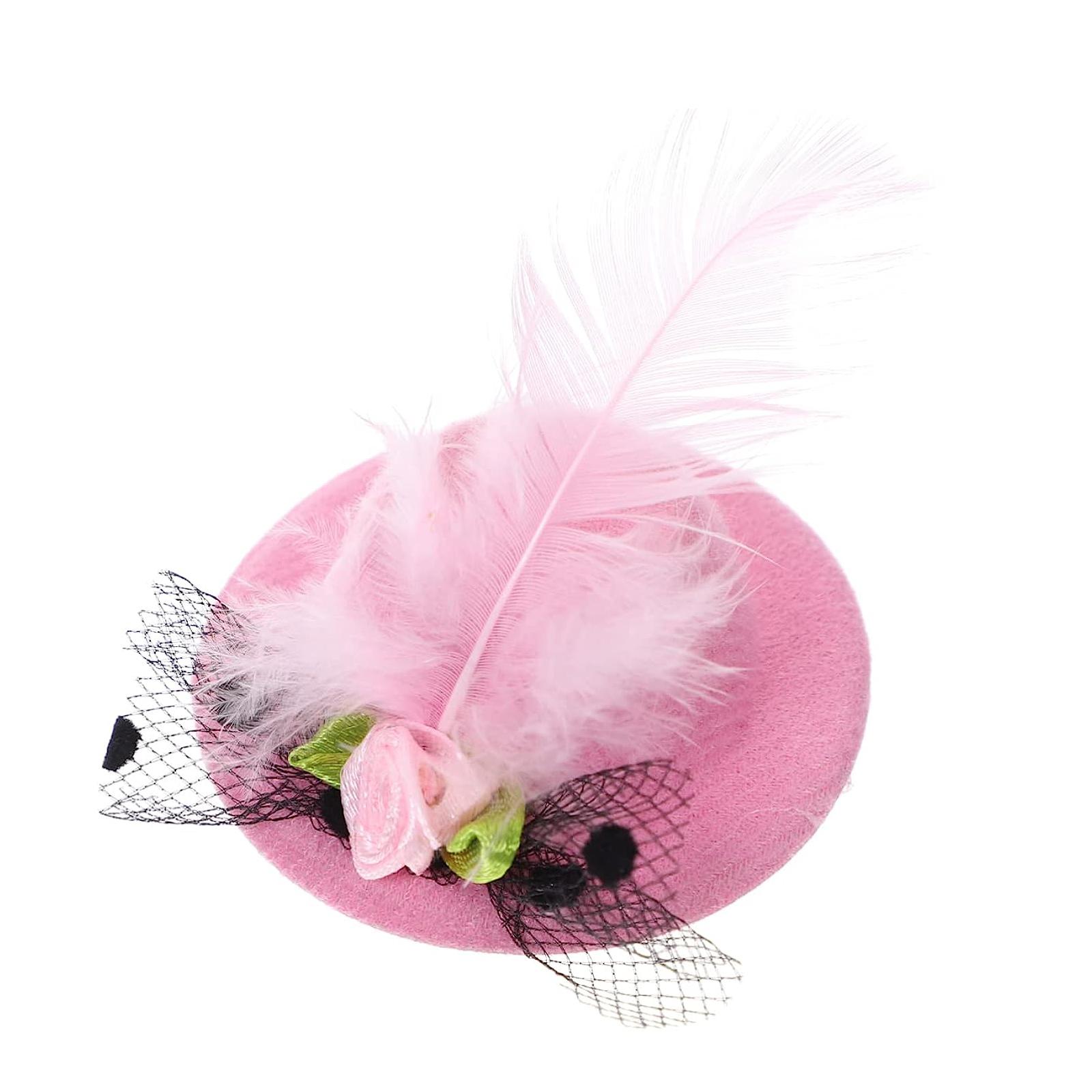 

Lovely Feather Top Hat Shape Hair Clip for Girls Prom Hair Barrettes for Children Performances Ponytail Hair Pin розовый