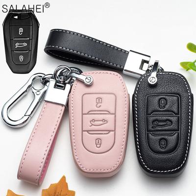 New Leather Car Key Case Remote Cover For Peugeot 208 308 T9 508 2008 For Citroen C4 For Corsa Crossland X Auto Accessories