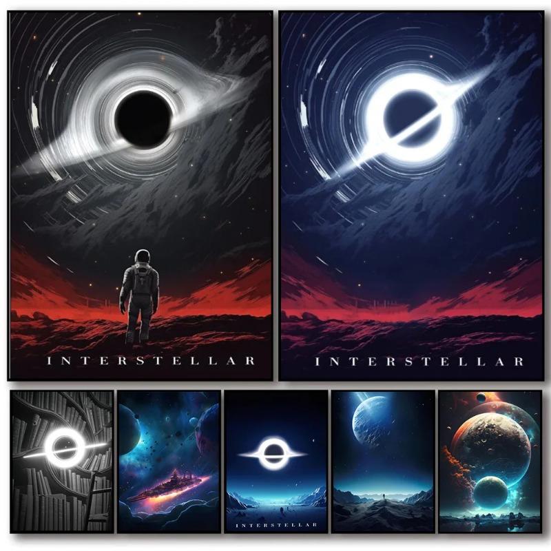 Weltraum-Sci-Fi-Poster, interstellares Schwarzes Loch, Universum, Planet, Geschenk, Leinwandbild, moderne Wanddekoration, Wohnzimmer, Schlafzimmer