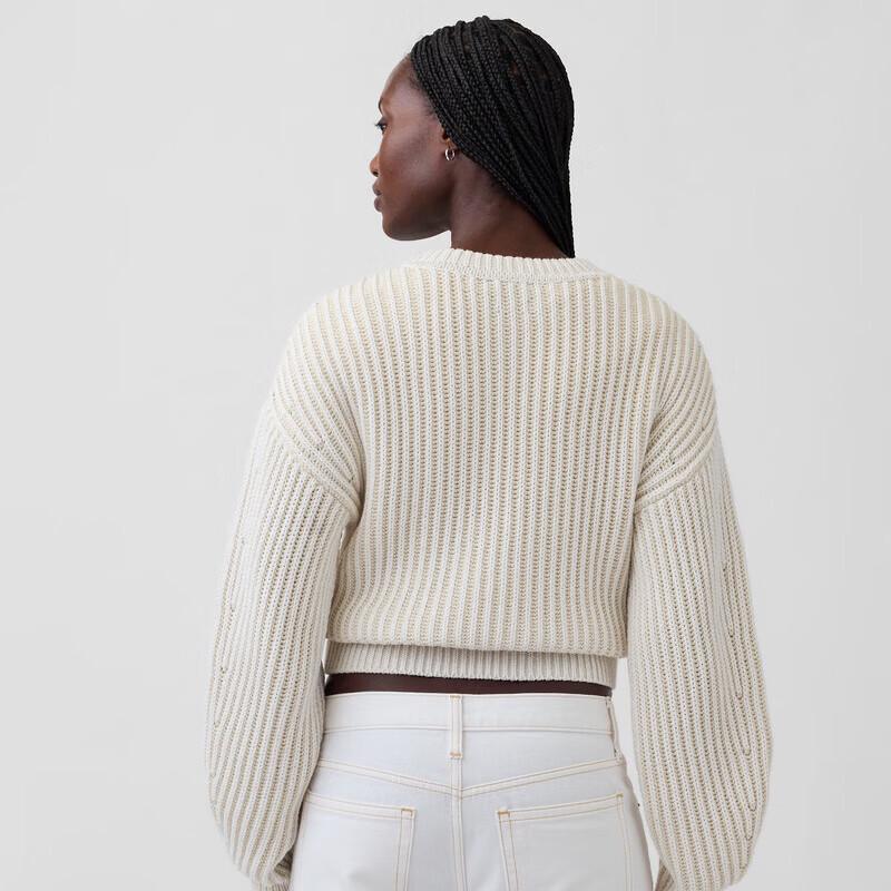 Gap Women's 2026 Spring Pure Cotton Loose Round Neck Long Sleeve Knit Sweater