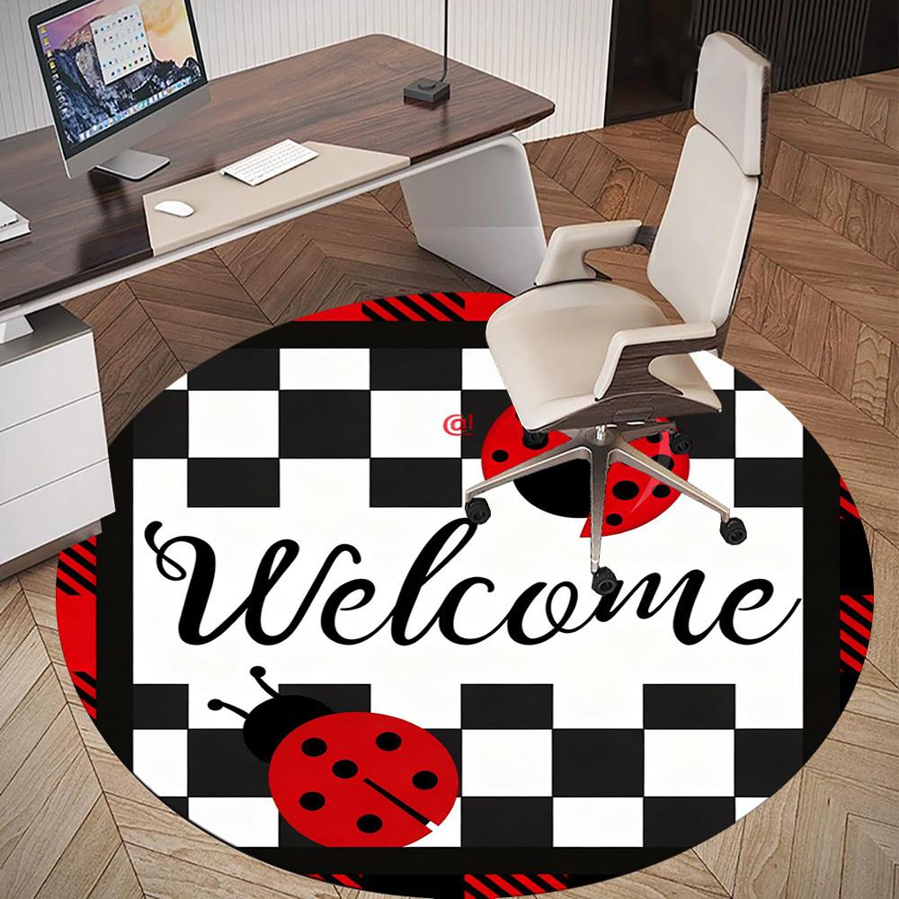 1pc Ladybug Round Chair mat office Area Rug - Non-Slip, Floor Mat for Office, Bedroom, Ideal home decor gift c0112019