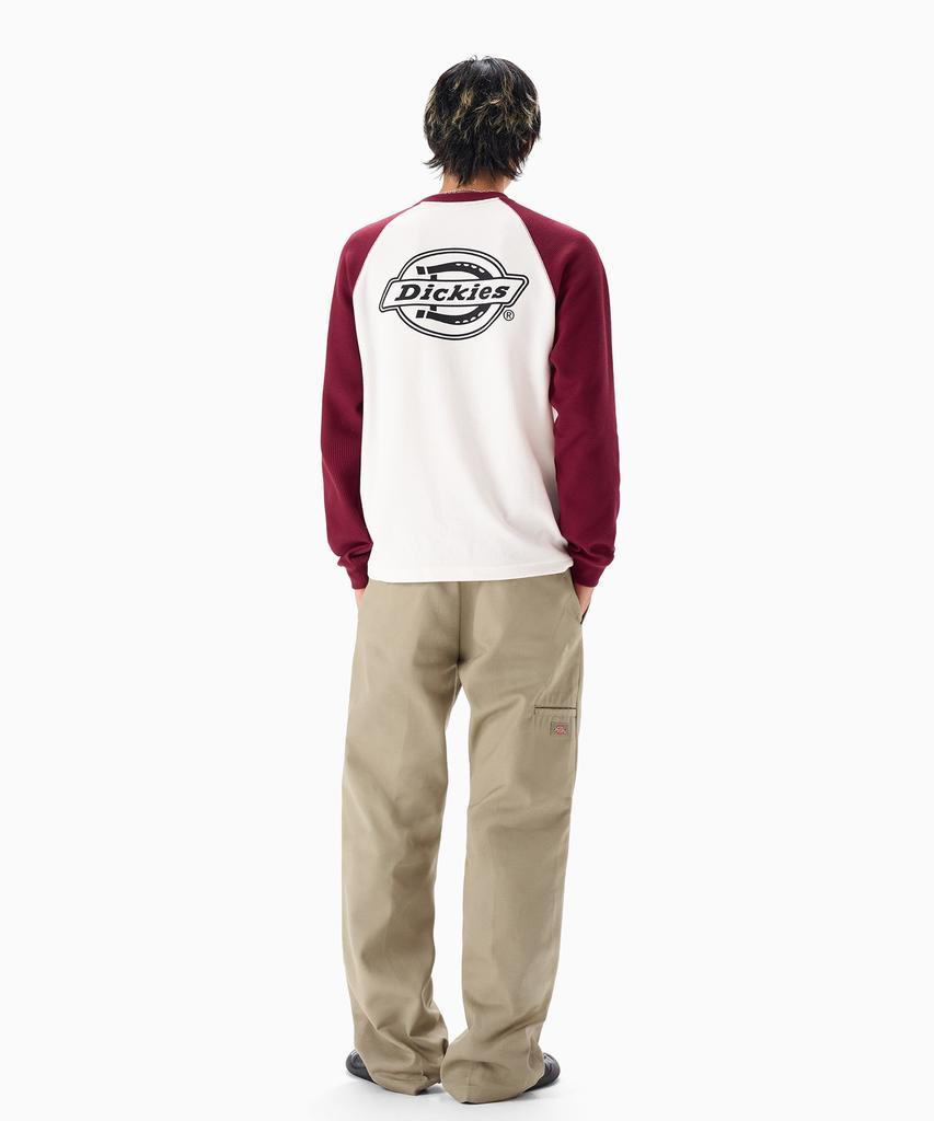 DICKIES Bag Mono Logo Waffle Raglan Long Sleeve Red