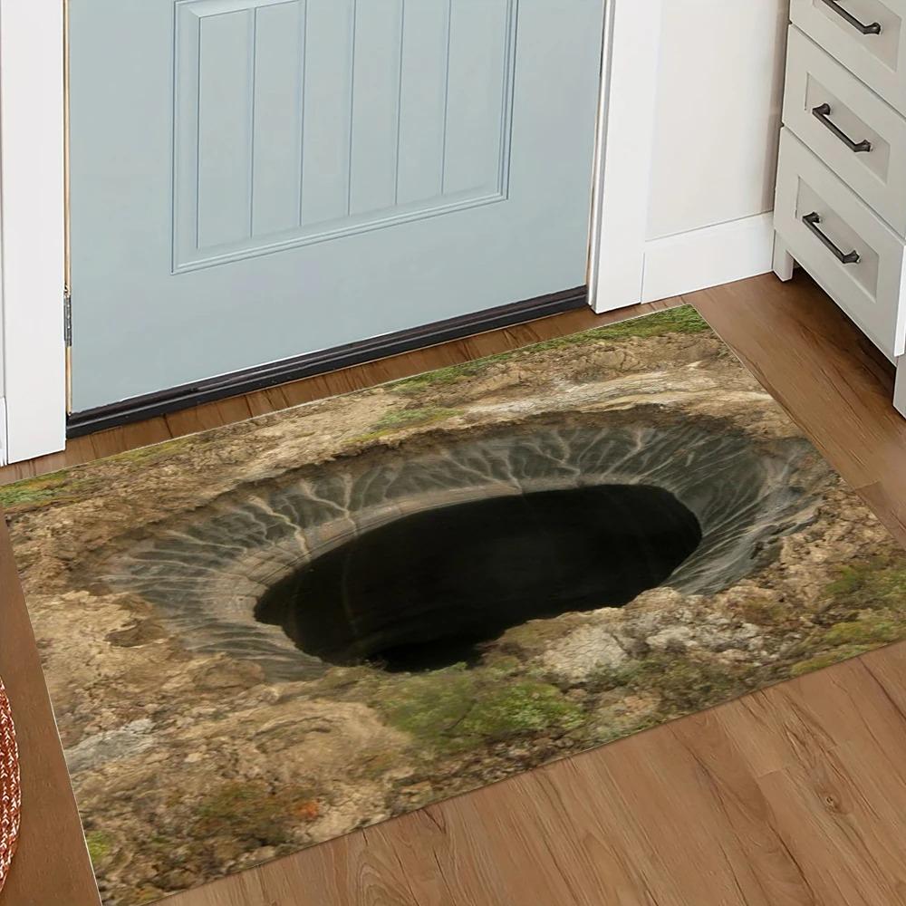 

3D Visual Effect Cave Style Door Mat Printed Door Mat Anti Slip Easy Clean Suitable for Making Bedroom Bathroom Door Mat At Home 30x50cm