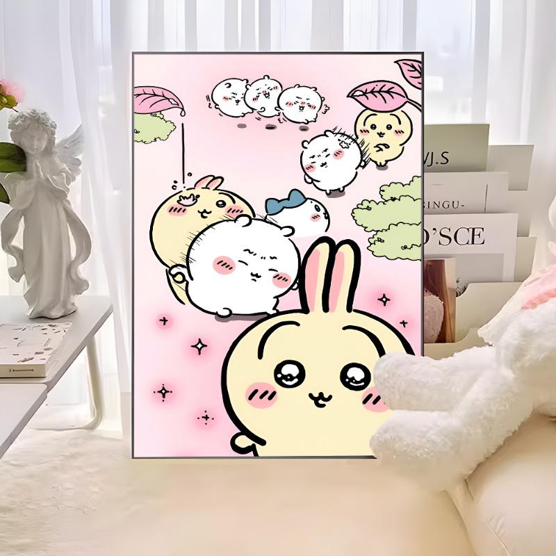 C-ChiikawaS Klassische Vintage-Poster Dekoration Malerei Wandkunst Weißes Kraftpapier Kawaii Raumdeko 21cm×30cm NoFrame white