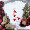 Women's Crew Neck Short Sleeve Graphic Print Christmas T-Shirts Loose Fit Casual Tees
