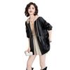 2024 Autumn Women's Fashion Detachable Hooded Knitted Leather Jacket WA8602