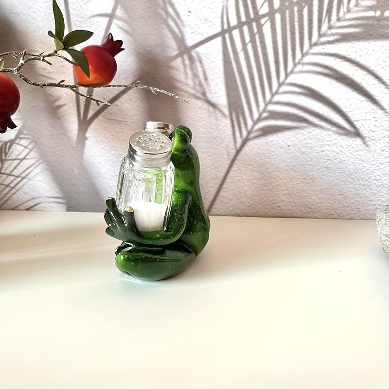 1 Stück Harz Frosch Figur, Niedlicher Salz-, Pfefferstreuer Halter, Verspielte Küche, Heimdeko für Arbeitsplatte, Eingangsbereich, Langlebige Dekorative Statue für Innen/Außen