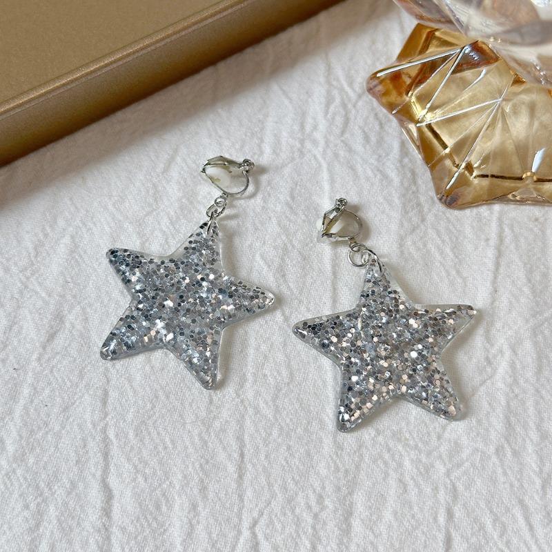Camellia Temperament No Ear Pierced Ear Clips Pearl Flower Checkerboard Diamond Triangular Ear Clips Niche Earrings Women