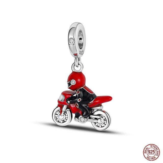 New 925 Sterling Silver Red Color Series Heart Shape Charms Beads Lucky Jewelry Gifts