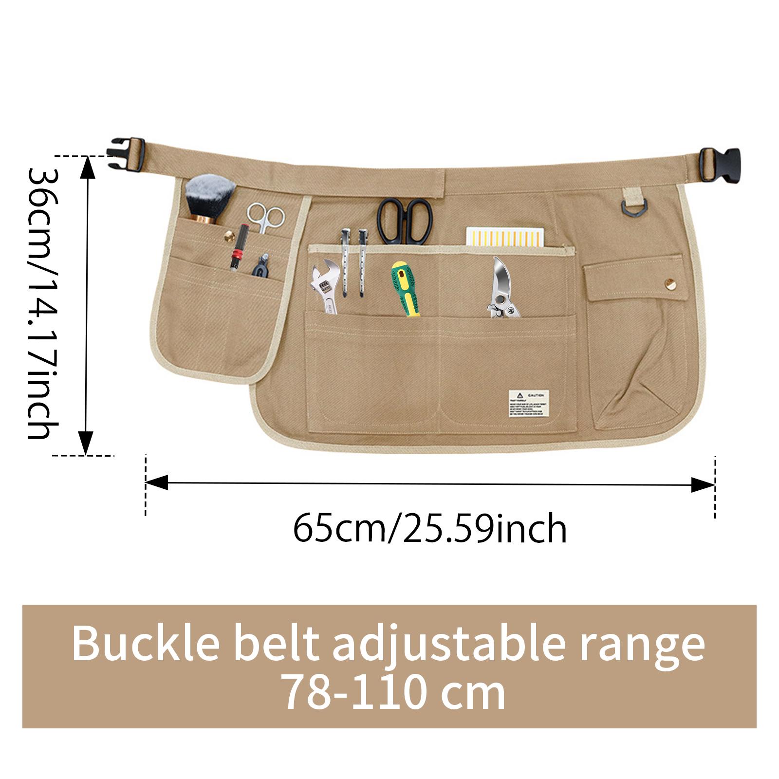 

Half Tool Apron Multi-pocket Canvas Half Tool Waterproof Adjustable Tool Apron Men and Women Beauty Storage Horticulture Hairdre 65x36cm хаки