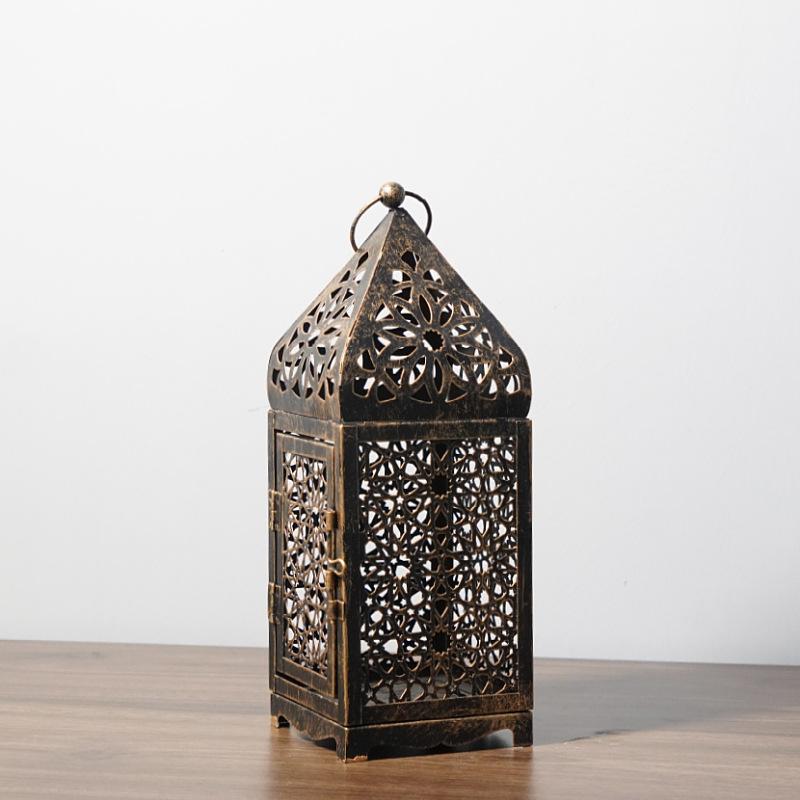 Lanterna Portacandela in Metallo, Portacandela Lanterna Marocchina Vuota Retrò, Adatta per Decorazioni Domestiche, Decorazione Rustica Retrò da Fattoria per Parete, Candela Non Inclusa