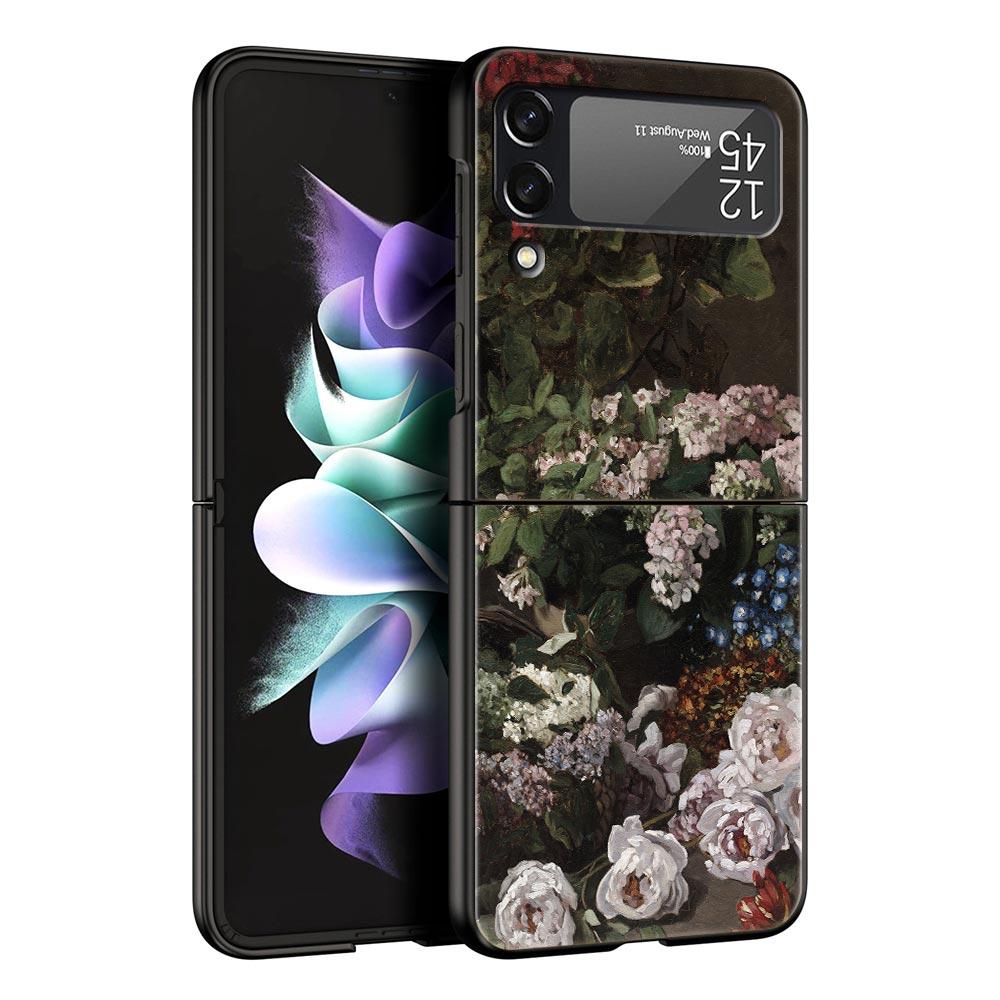 For Samsung Galaxy Z Flip 3 4 5 Hard Black Folding PC Phone Case Claude Monet Impressionism Painter For Samsung Z Flip3 Cover