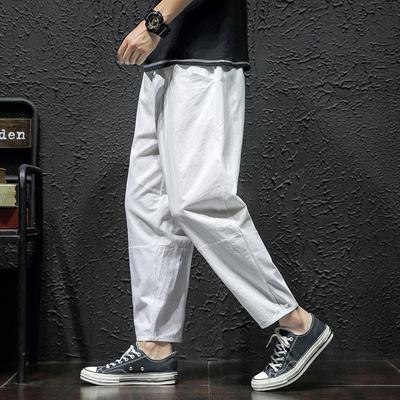 Plus Size Summer Casual Pants Man Trendy Japanese Cropped Pants Loose Pants Men 5xl