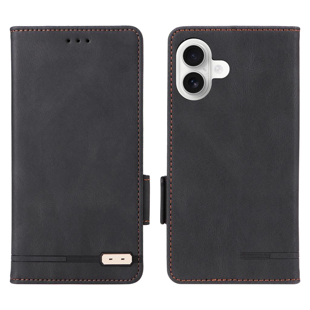 For iPhone 17 Case Leather Wallet Flip Phone Cover with Hardware Decor