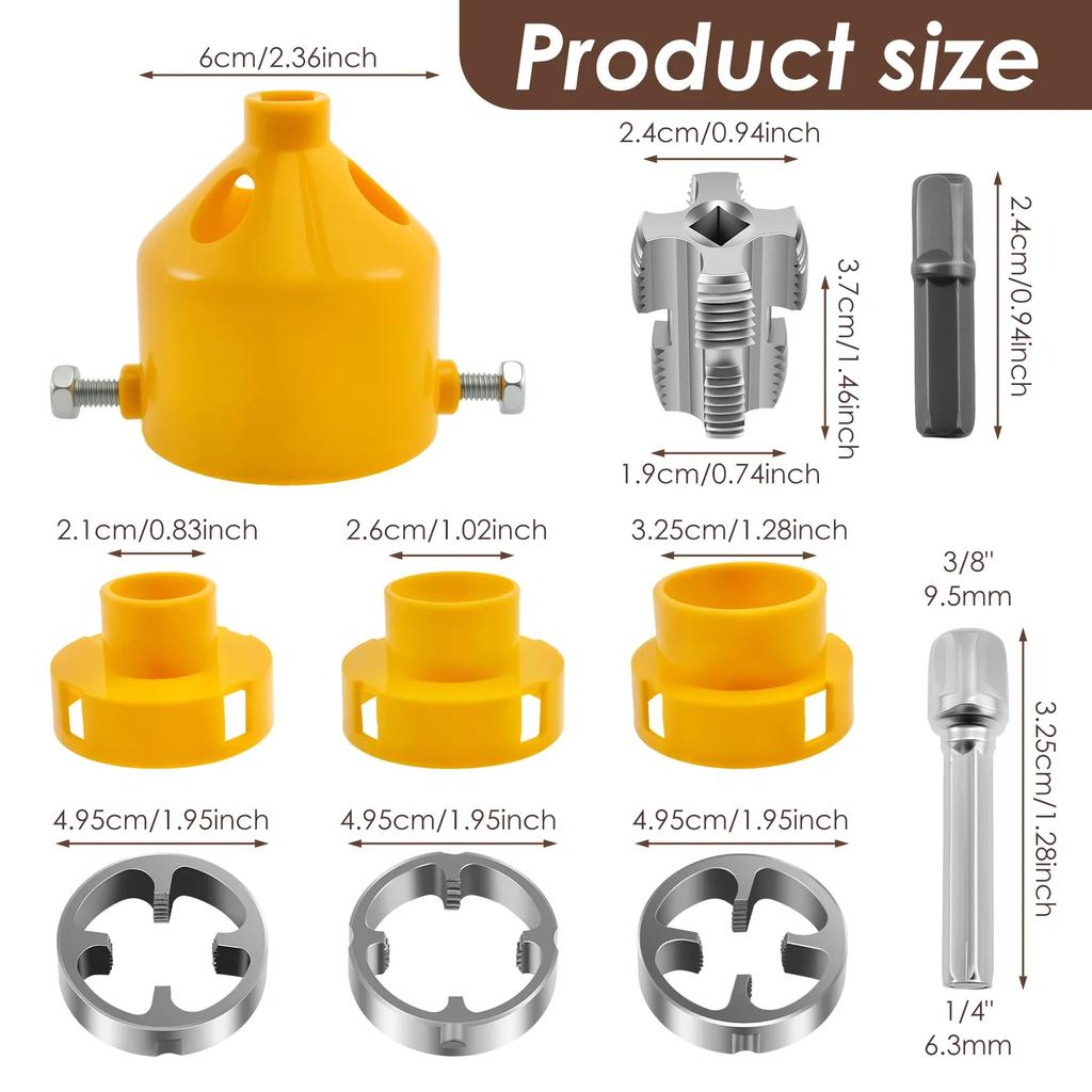 PVC Thread Maker Tool Efficient Pipe Threader Plumbing Tool Reusable Plastic Pipe Threader with 3 Dies Plumbing Round Die Water