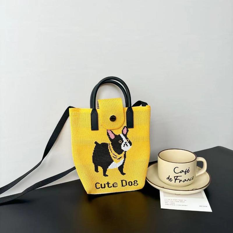 Premium new cute cartoon knitted mobile phone bag adjustable messenger handbag niche versatile dopamine bag