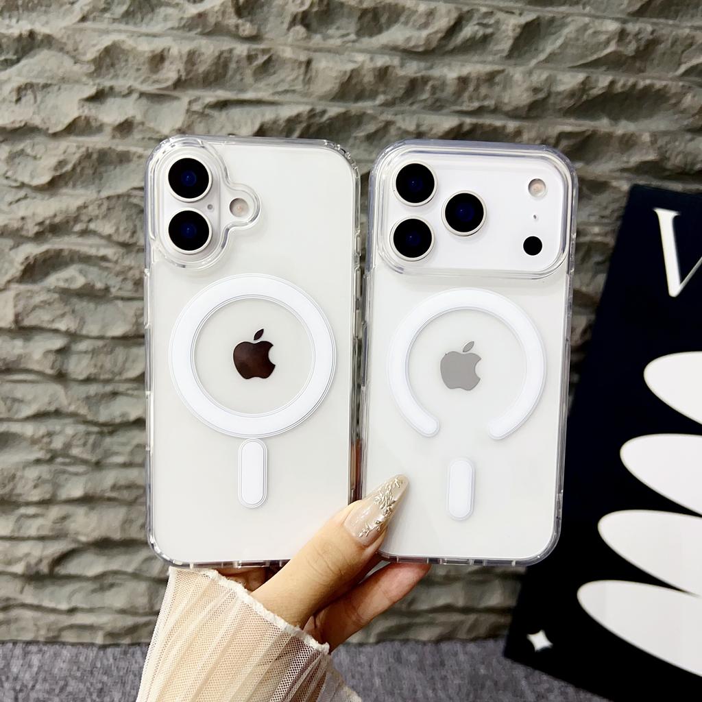 For Magsafe Magnetic Clear Phone Case for iPhone 17 16 E 15 14 Plus 13 12 11 Pro Max Shockproof Soft Bumper Hard Acrylic Cover