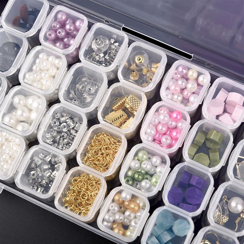 28/56 Grids Plastic Jewelry Storage Box Necklace Earrings Rings Jewelry Packaging Organizer Portable Pill Medicine Storage Box